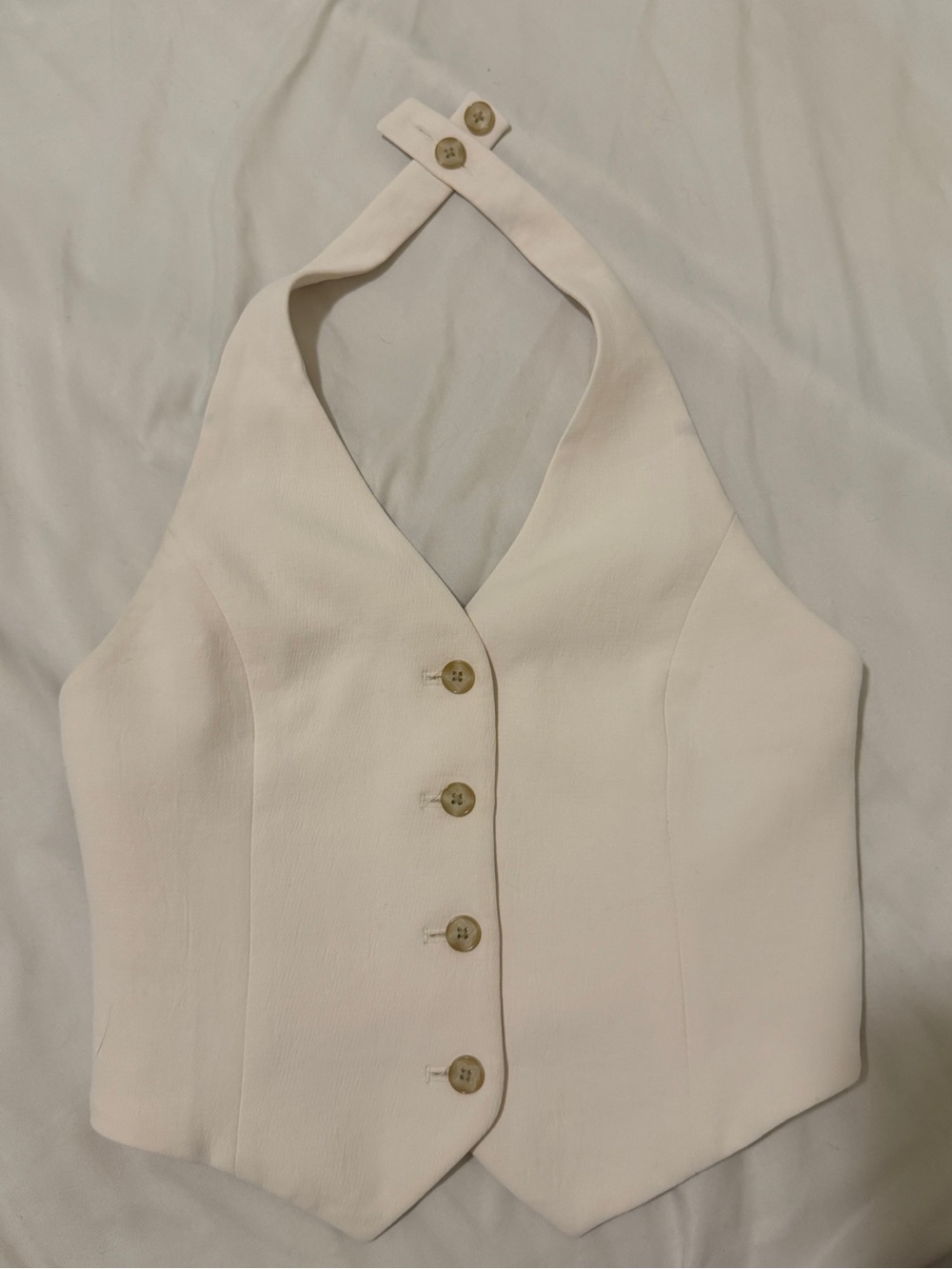 Aritzia Linen Halter Button-Front Vest Top